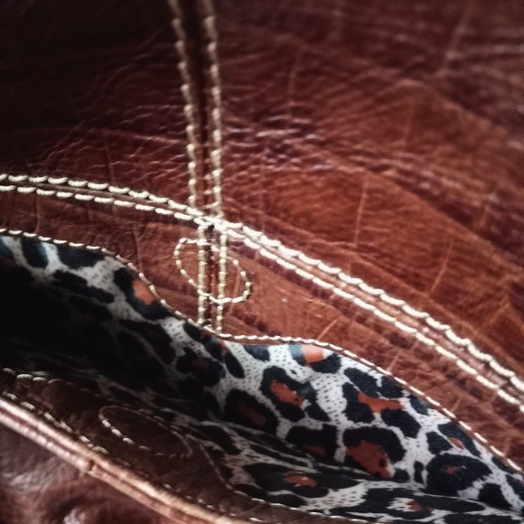 MAXX NEW YORK Faux Leather Croc Studded Shoulder Bag GUC Brown - Picture 4 of 7